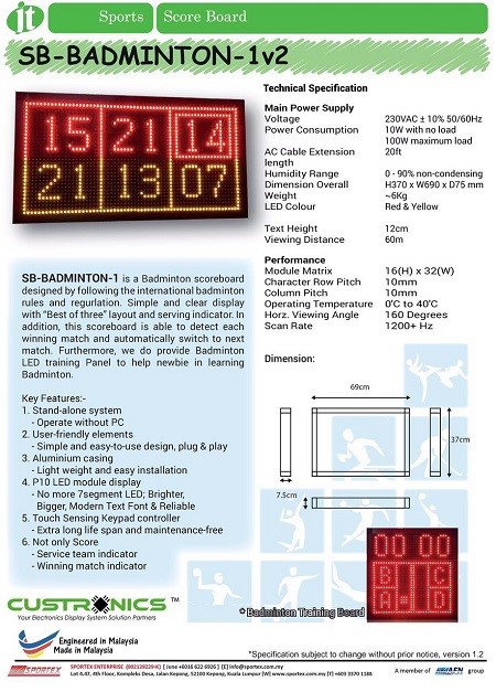 Badminton Score Board